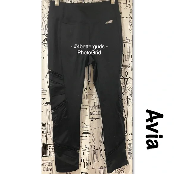 Avia Full Length Mesh & Lace Leg Cutout Insets Black Legging Sz XS / XCH 0-2 - Picture 14 of 14